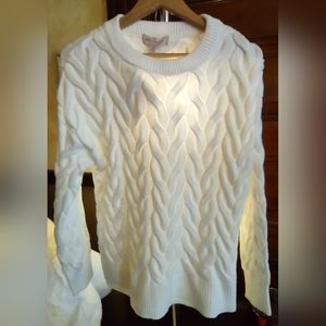 Philosophy Women's Luxurious White Pullover Cable Knit Sweater. Size Large.